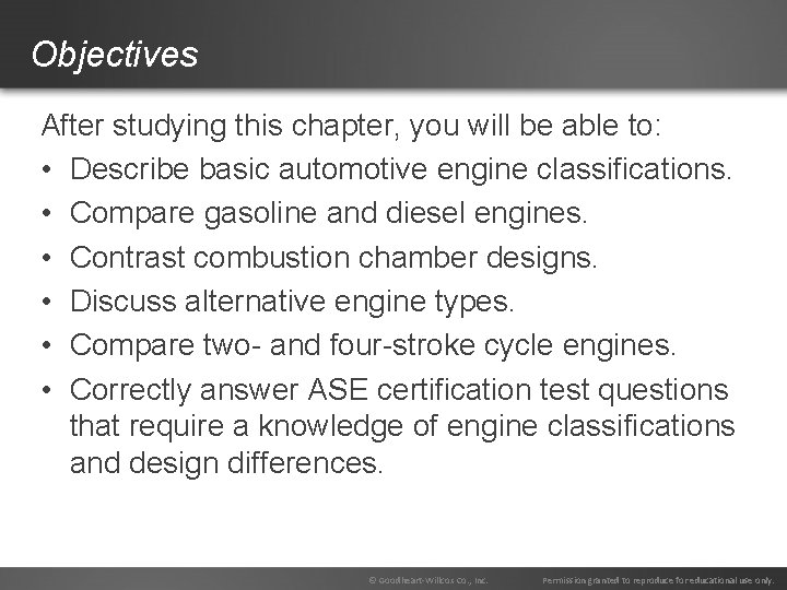Chapter 12 Engine Design Classifications Objectives After studying