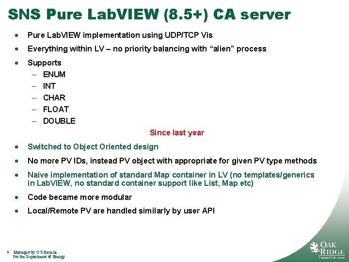 SNS Pure Lab. VIEW (8. 5+) CA server · Pure Lab. VIEW implementation using
