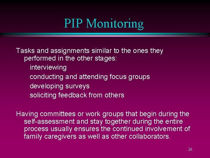 PIP Monitoring Tasks and assignments similar to the ones they performed in the other