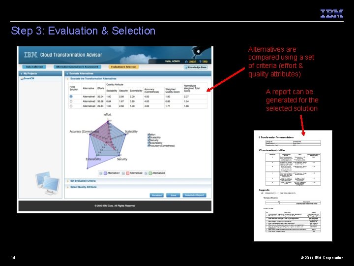 Step 3: Evaluation & Selection Alternatives are compared using a set of criteria (effort