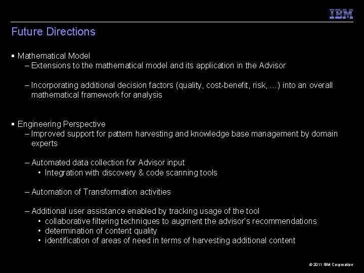 Future Directions § Mathematical Model – Extensions to the mathematical model and its application