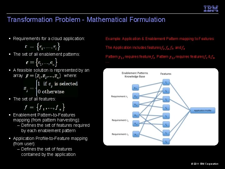 Transformation Problem - Mathematical Formulation § Requirements for a cloud application: Example: Application &