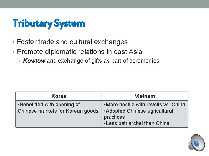 Tributary System • Foster trade and cultural exchanges • Promote diplomatic relations in east