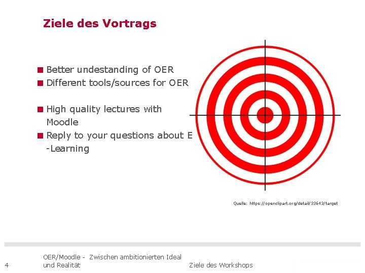 Ziele des Vortrags Better undestanding of OER Different tools/sources for OER High quality lectures