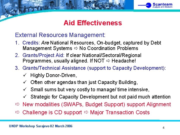 Aid Effectiveness External Resources Management: 1. Credits: Are National Resources, On-budget, captured by Debt
