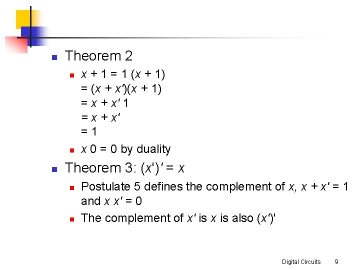 n Theorem 2 n n n x + 1 = 1 (x + 1)