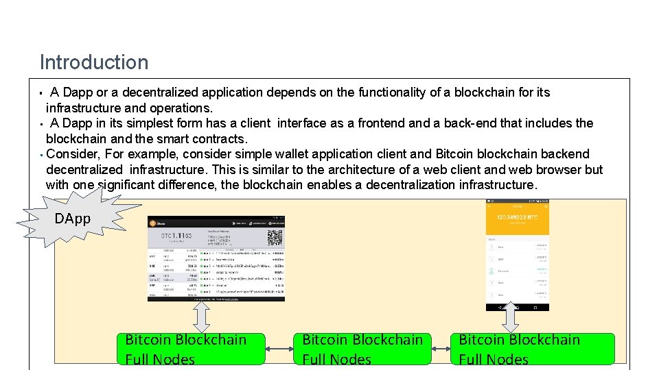 Introduction A Dapp or a decentralized application depends on the functionality of a blockchain