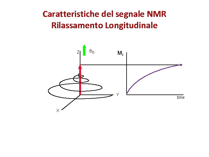 Caratteristiche del segnale NMR Rilassamento Longitudinale Z Bo Mz Y X time 