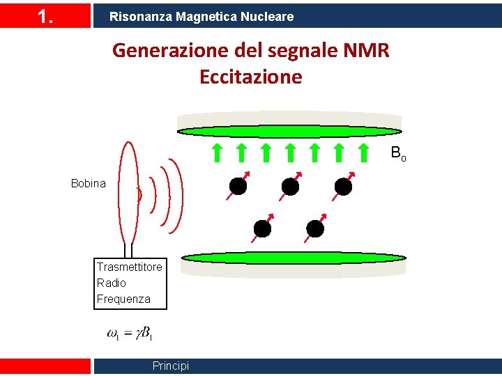 1. Risonanza Magnetica Nucleare Generazione del segnale NMR Eccitazione Bo Bobina Trasmettitore Radio Frequenza