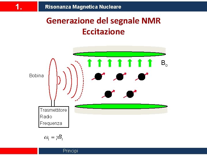 1. Risonanza Magnetica Nucleare Generazione del segnale NMR Eccitazione Bo Bobina Trasmettitore Radio Frequenza