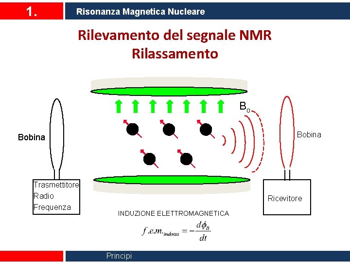 1. Risonanza Magnetica Nucleare Rilevamento del segnale NMR Rilassamento Bo Bobina Trasmettitore Radio Frequenza