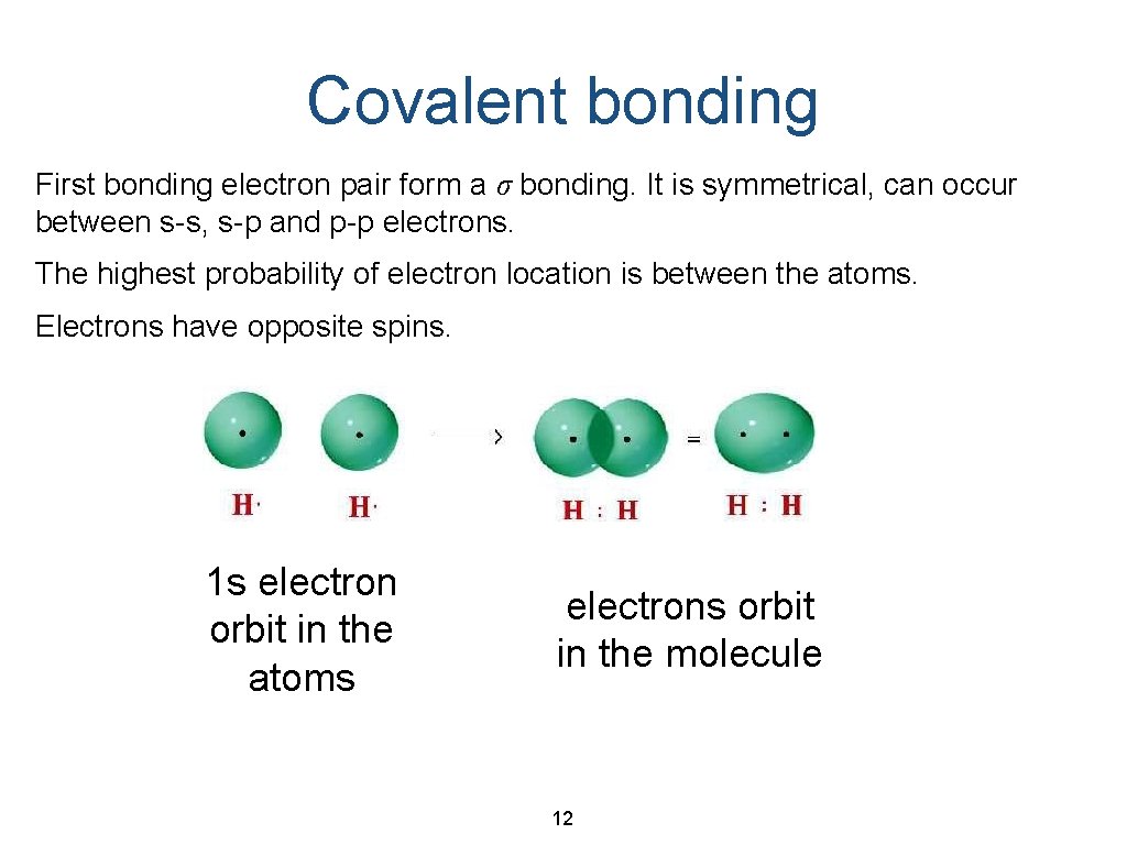Covalent bonding First bonding electron pair form a σ bonding. It is symmetrical, can