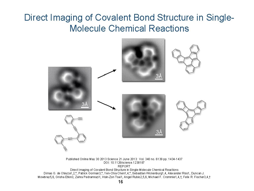 Direct Imaging of Covalent Bond Structure in Single. Molecule Chemical Reactions Published Online May