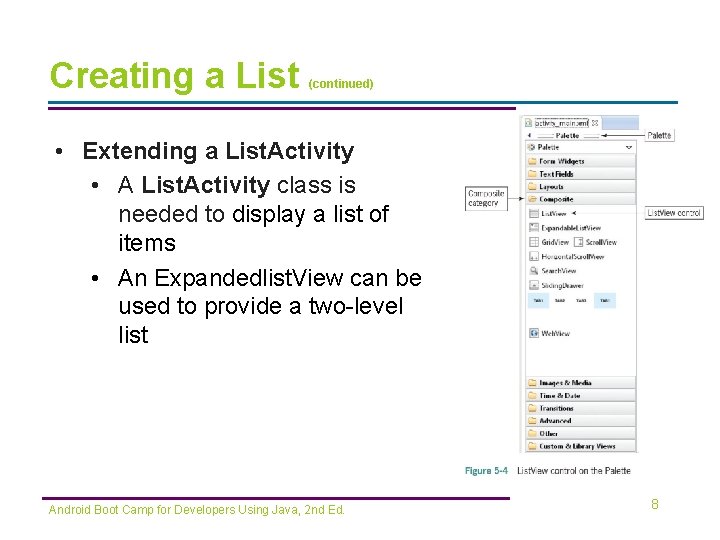 Creating a List (continued) • Extending a List. Activity • A List. Activity class