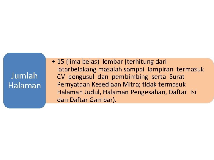 Jumlah Halaman • 15 (lima belas) lembar (terhitung dari latarbelakang masalah sampai lampiran termasuk