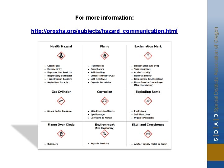 http: //orosha. org/subjects/hazard_communication. html S | D | A | O Special Districts Association