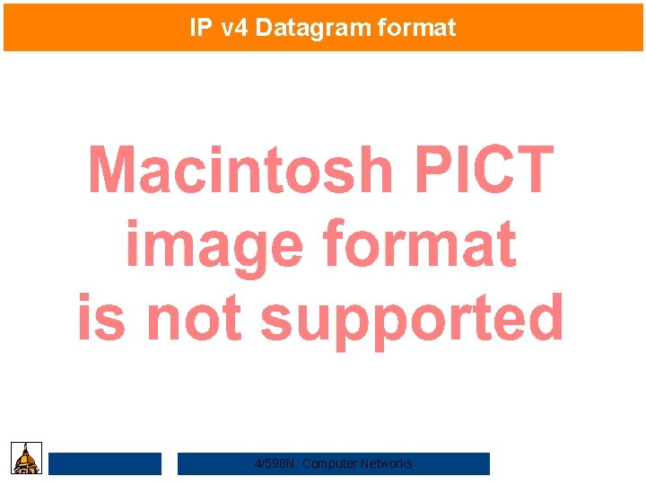 IP v 4 Datagram format 4/598 N: Computer Networks 