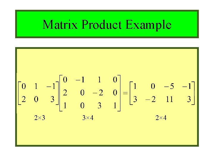 Module #9 – Number Theory Matrix Product Example 2× 3 10/19/2021 3× 4 2×