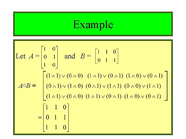 Module #9 – Number Theory Example Let A = and B = A⊙B =