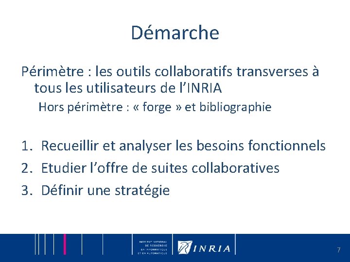 Démarche Périmètre : les outils collaboratifs transverses à tous les utilisateurs de l’INRIA Hors