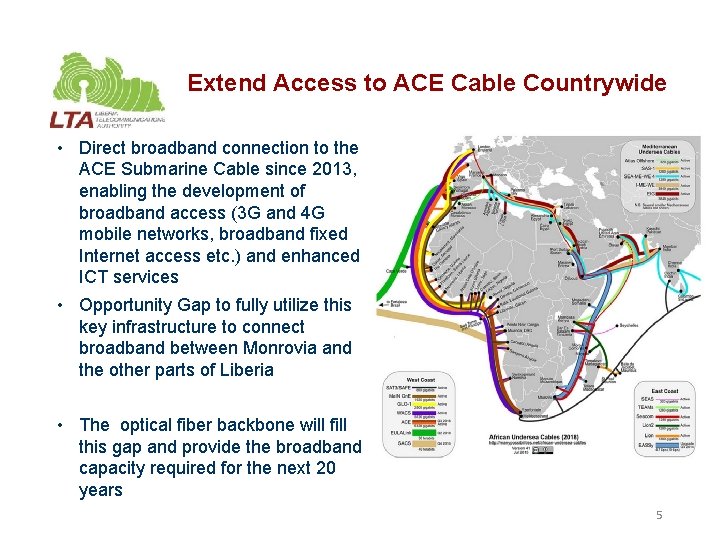 Extend Access to ACE Cable Countrywide • Direct broadband connection to the ACE Submarine