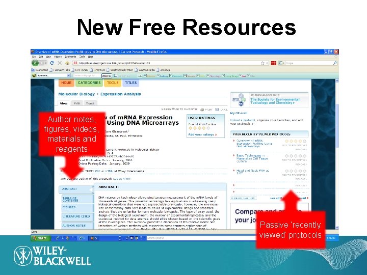 New Free Resources Author notes, figures, videos, materials and reagents Passive ‘recently viewed’ protocols