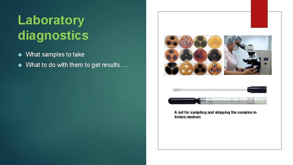 Laboratory diagnostics What samples to take What to do with them to get results….