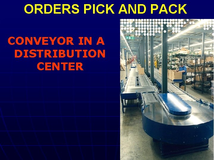 ORDERS PICK AND PACK CONVEYOR IN A DISTRIBUTION CENTER 