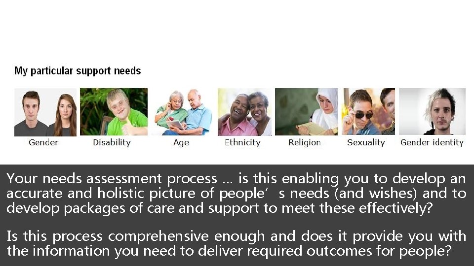 Your needs assessment process … is this enabling you to develop an accurate and