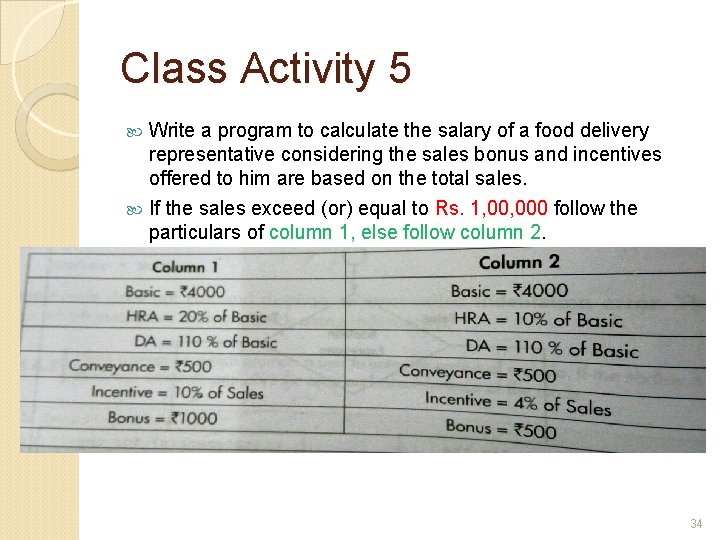 Class Activity 5 Write a program to calculate the salary of a food delivery