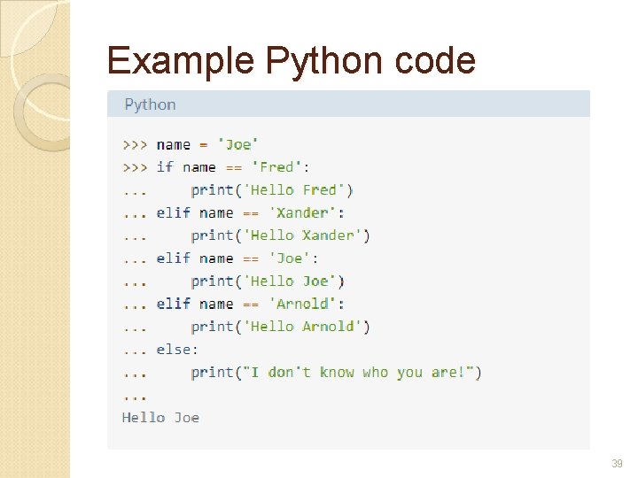 Example Python code 39 