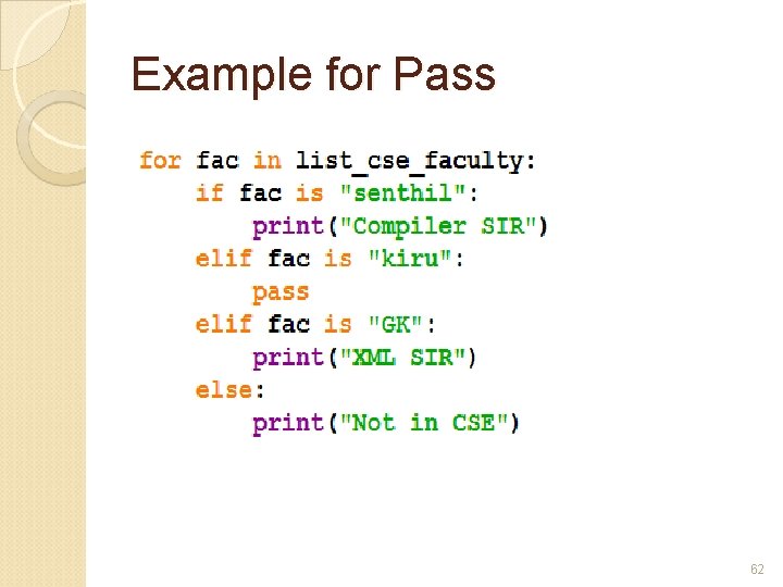 Example for Pass 62 