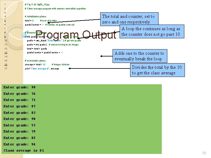 1 # Fig. 3. 10: fig 03_10. py 2 # Class average program with