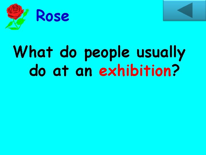 Rose What do people usually do at an exhibition? 