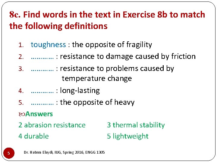 8 c. Find words in the text in Exercise 8 b to match the