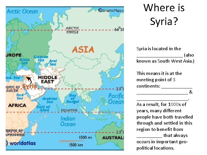 Where is Syria? Syria is located in the _________ (also known as South West