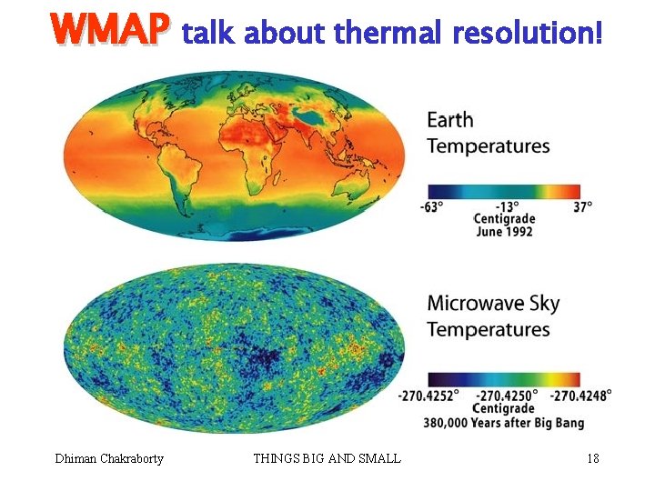 WMAP talk about thermal resolution! Dhiman Chakraborty THINGS BIG AND SMALL 18 