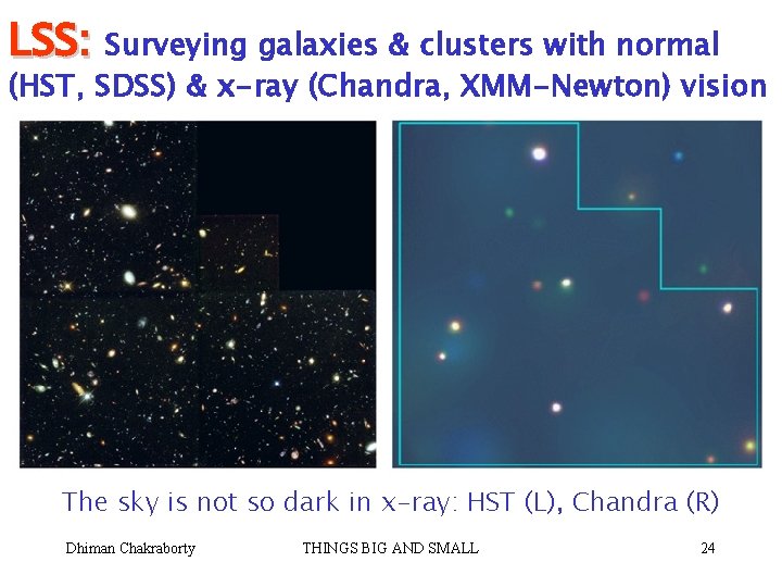 LSS: Surveying galaxies & clusters with normal (HST, SDSS) & x-ray (Chandra, XMM-Newton) vision