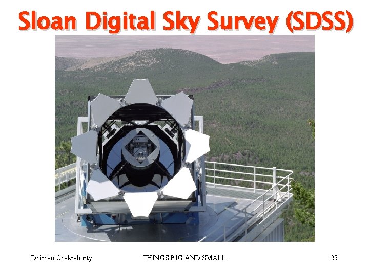 Sloan Digital Sky Survey (SDSS) Dhiman Chakraborty THINGS BIG AND SMALL 25 