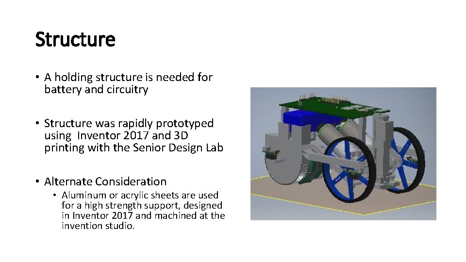 Structure • A holding structure is needed for battery and circuitry • Structure was