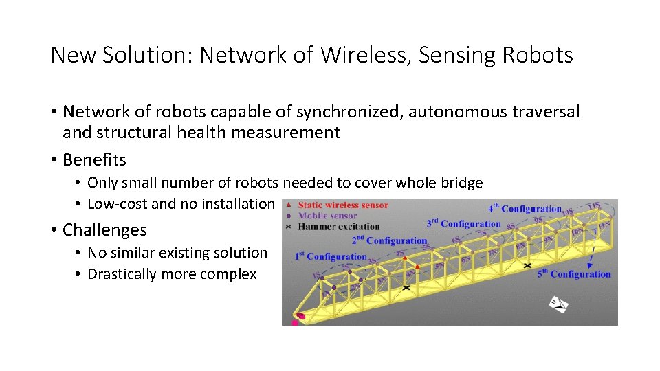 New Solution: Network of Wireless, Sensing Robots • Network of robots capable of synchronized,