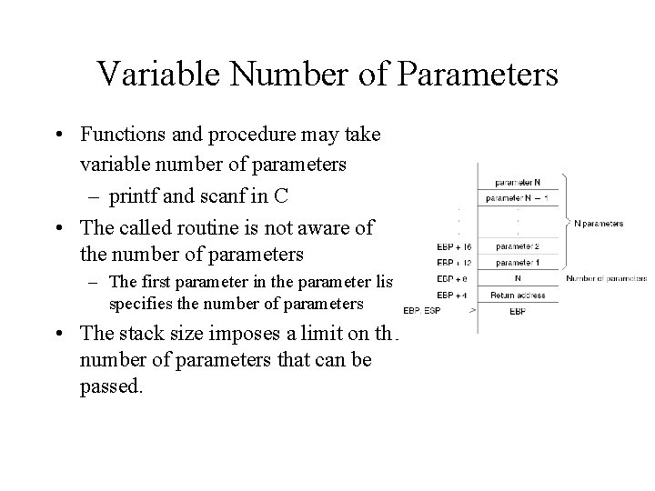 Variable Number of Parameters • Functions and procedure may take variable number of parameters