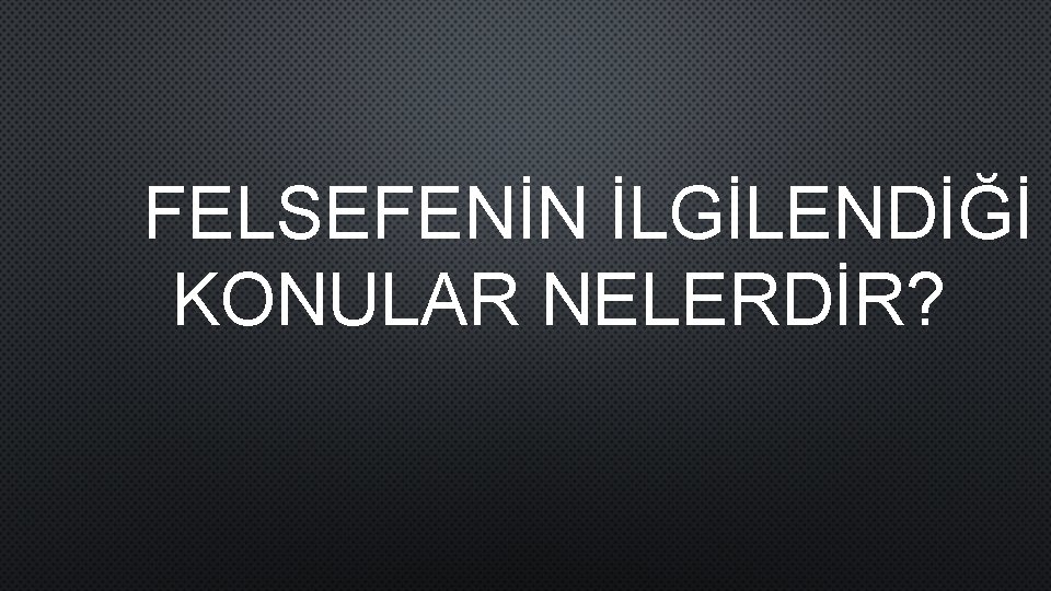 FELSEFENİN İLGİLENDİĞİ KONULAR NELERDİR? 