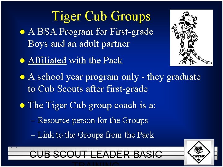 Tiger Cub Groups l A BSA Program for First-grade Boys and an adult partner