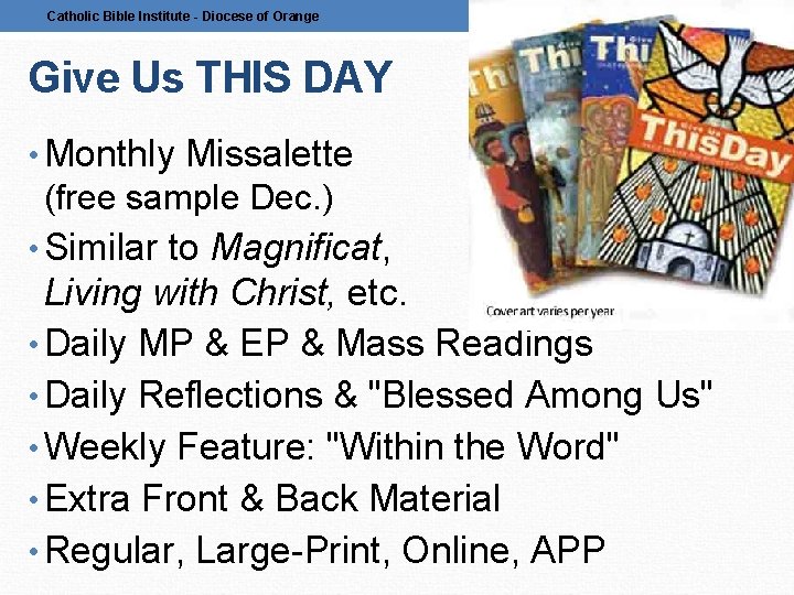 Catholic Bible Institute - Diocese of Orange Nov. 19, 2016 – Luke's Gospel &