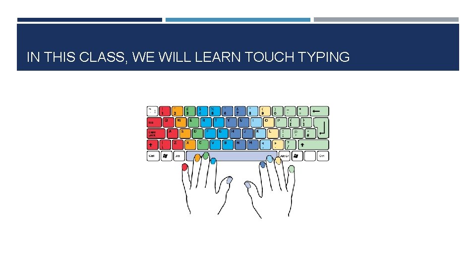 IN THIS CLASS, WE WILL LEARN TOUCH TYPING 