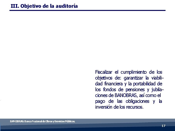 Fondos de Pensiones de BANOBRAS Auditora de Desempeo