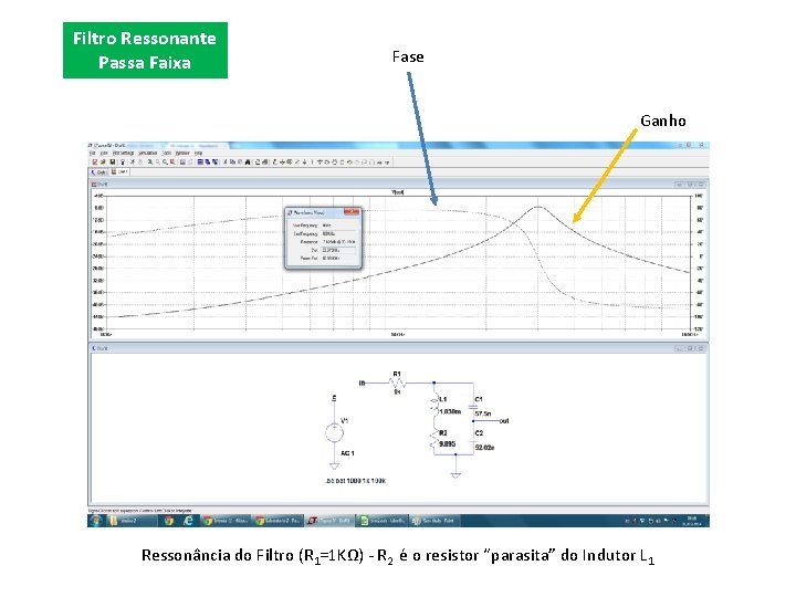 Filtro Ressonante Passa Faixa Fase Ganho Ressonância do Filtro (R 1=1 KΩ) - R