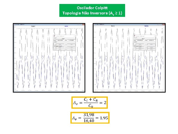 Oscilador Colpitt Topologia Não Inversora (Av ≥ 1) 