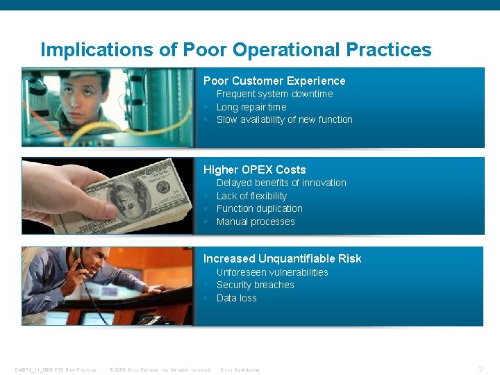 Implications of Poor Operational Practices Poor Customer Experience § Frequent system downtime § Long